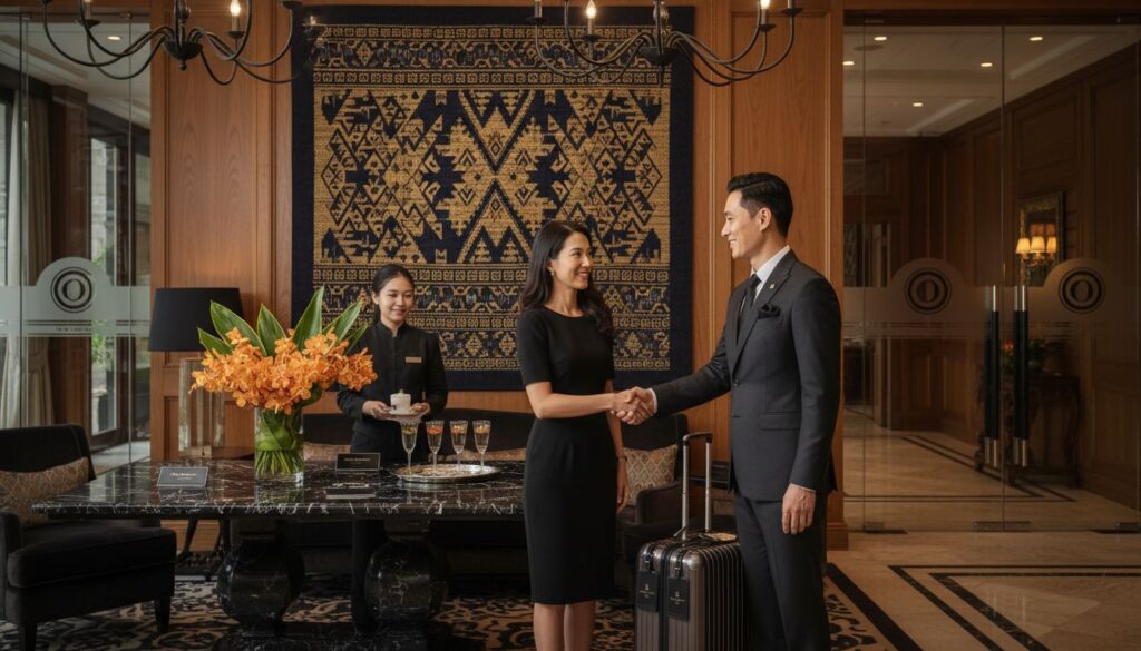 luxury hotel guest arrival