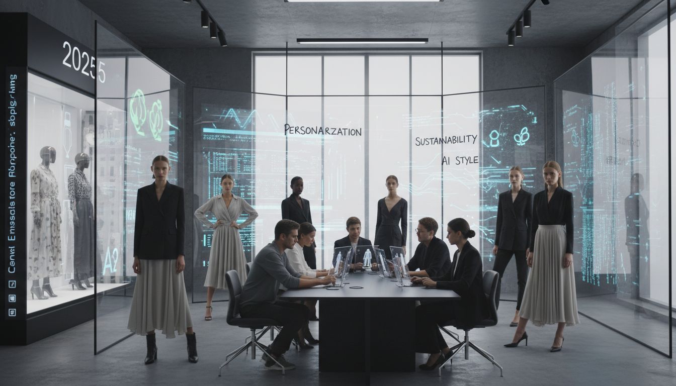 Futuristic fashion studio with digital marketing elements