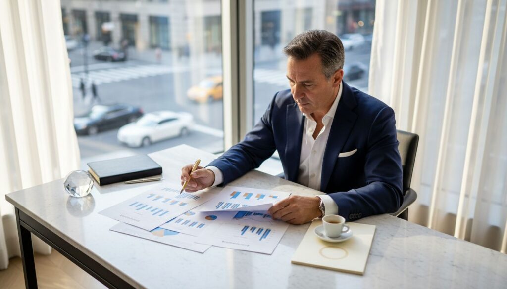 How to Optimize Luxury Sales Funnel for Maximum ROI Luxury sales strategist working in high-rise office