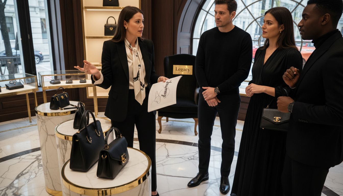 Luxury boutique scene highlighting storytelling sales