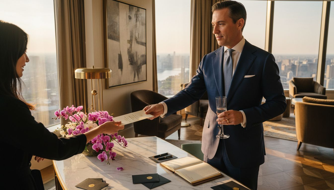 Luxury brand event registration with city views