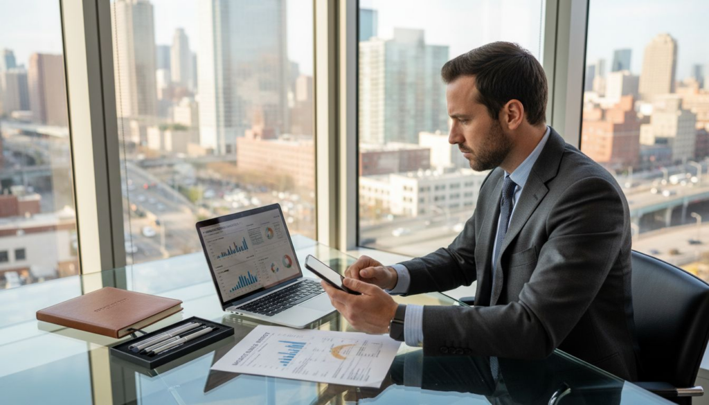 Why Luxury Brands Need Digital Strategy Now Strategist planning digital strategy in upscale office