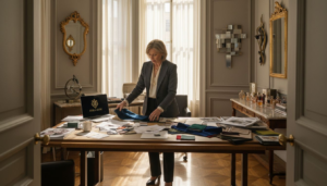 Creative director choosing luxury design swatches