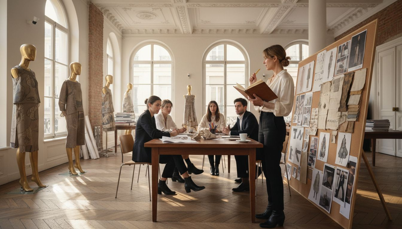 Fashion brand team reviewing mood board