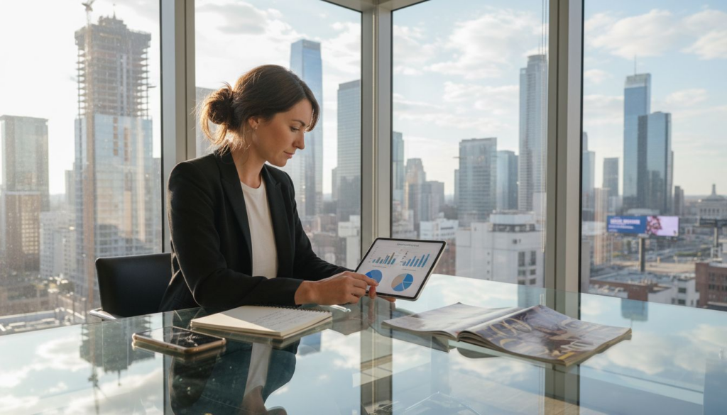 Marketing manager reviewing digital campaign analytics