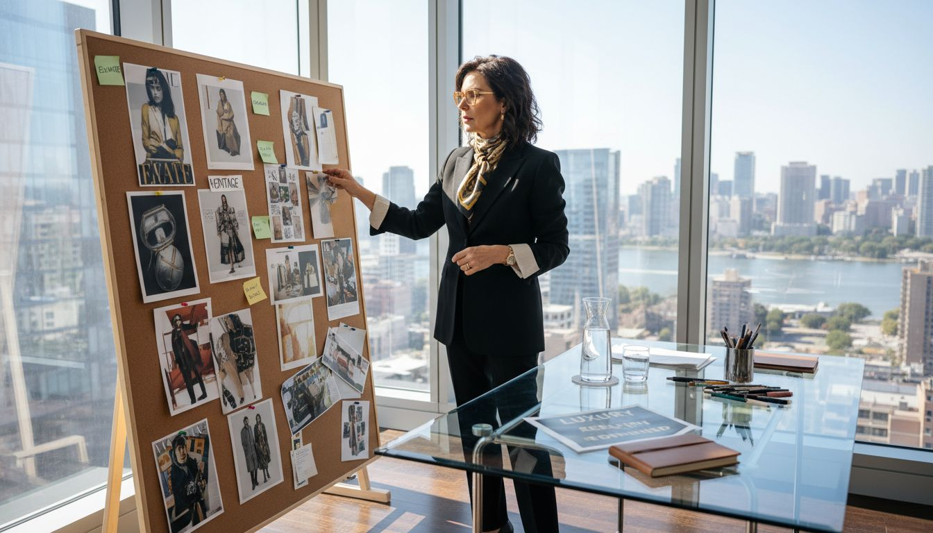 Luxury brand strategist working in office