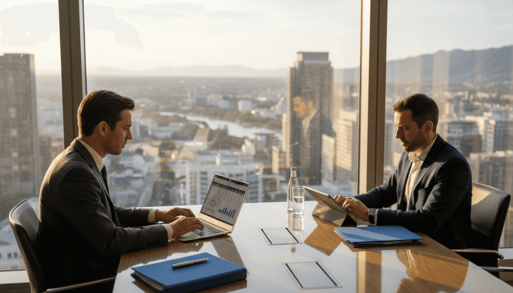 Luxury brand team reviewing digital strategy