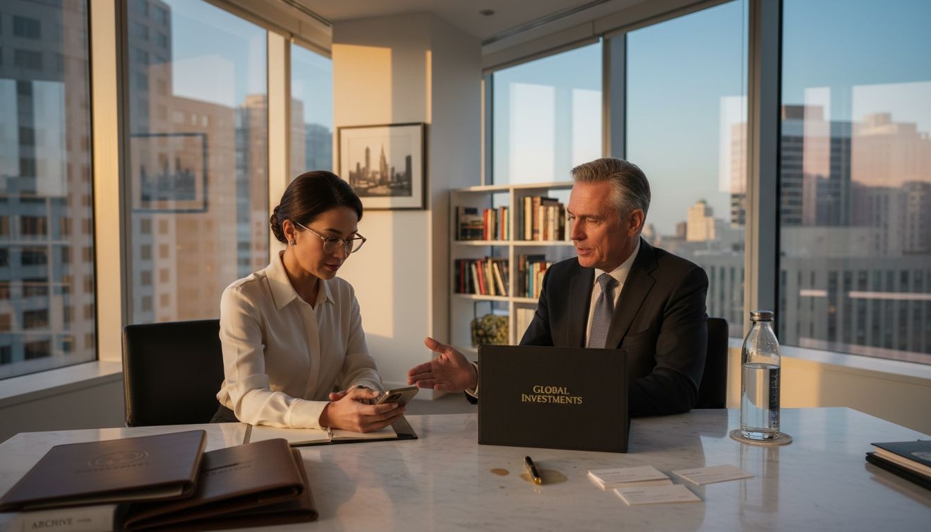 Luxury sales consultation in office setting