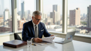 Master buyer psychology techniques for luxury success Businessman reviewing luxury buyer report in office