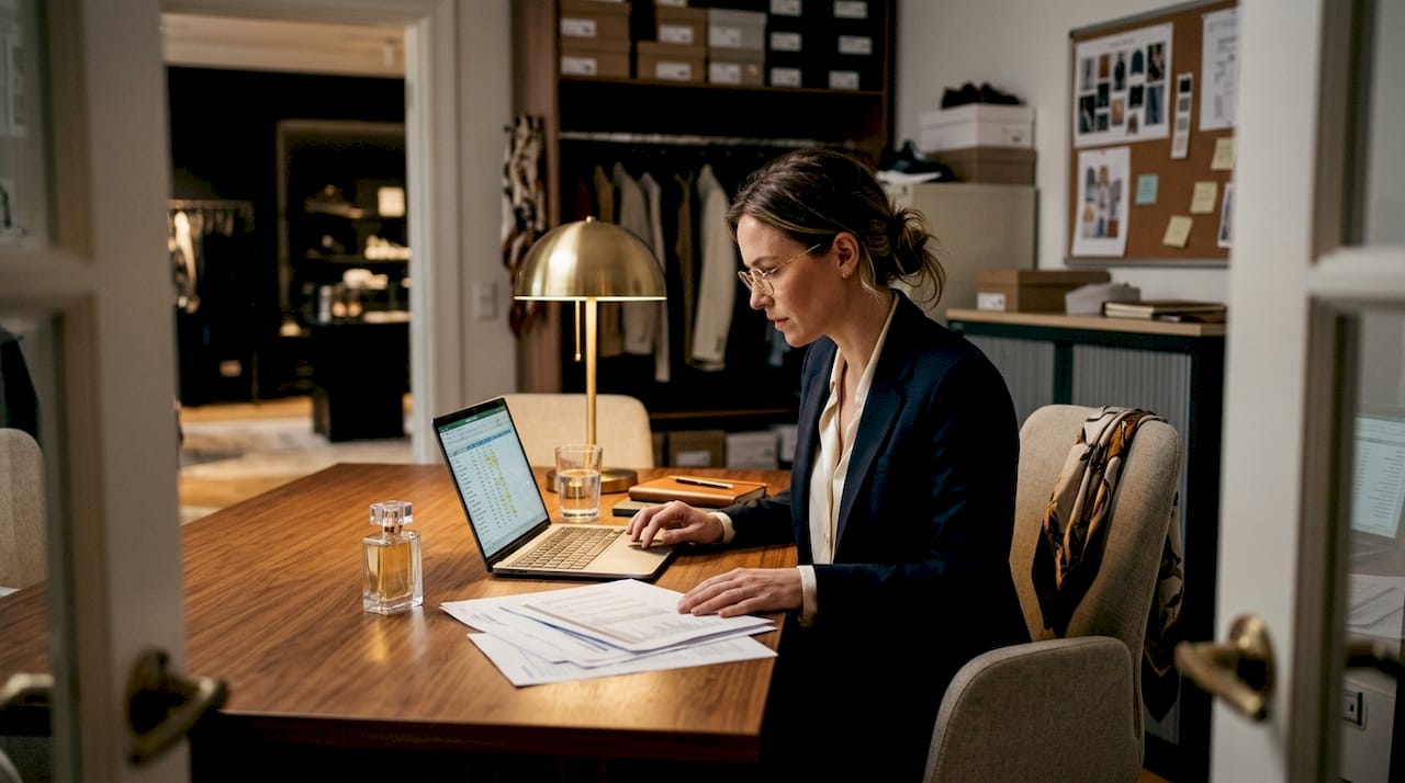 Luxury brand manager reviews digital sales data