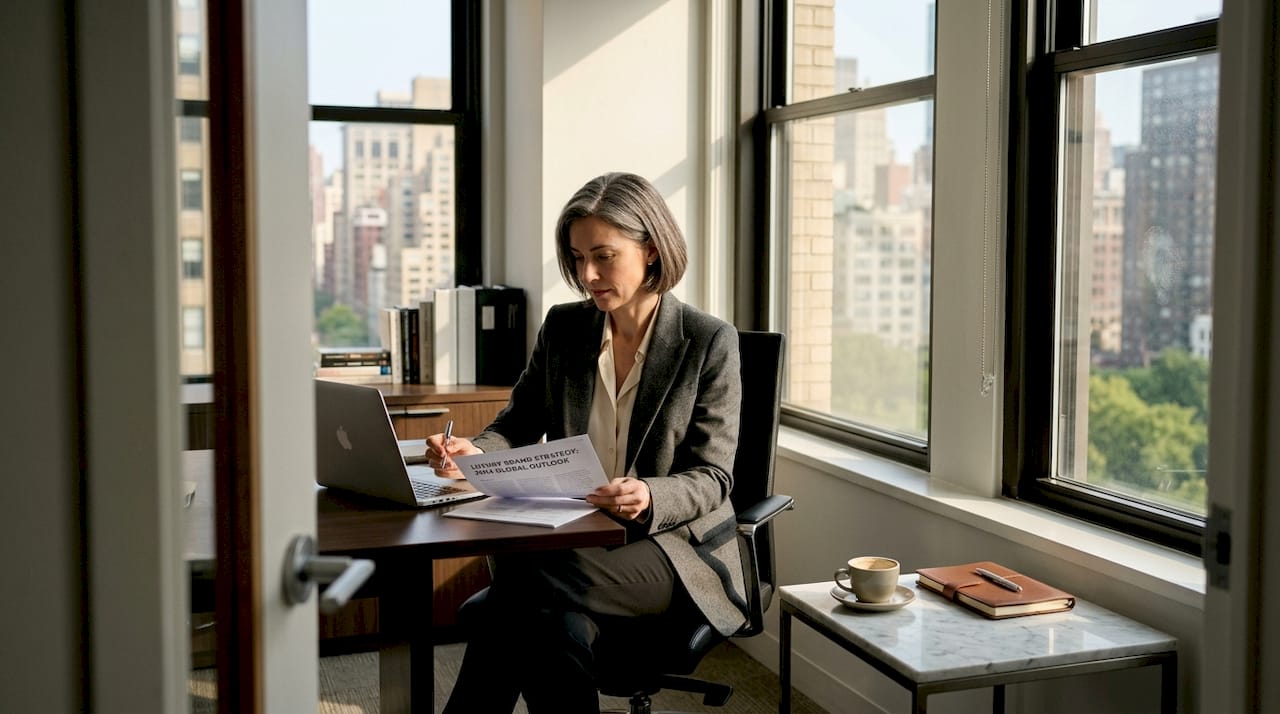 Luxury brand manager reviews strategy document