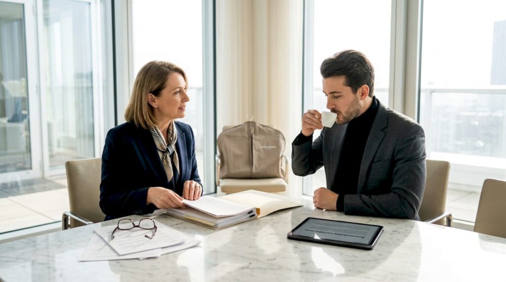 How to attract premium customers: luxury strategies that work Luxury consultant discussing details with young client