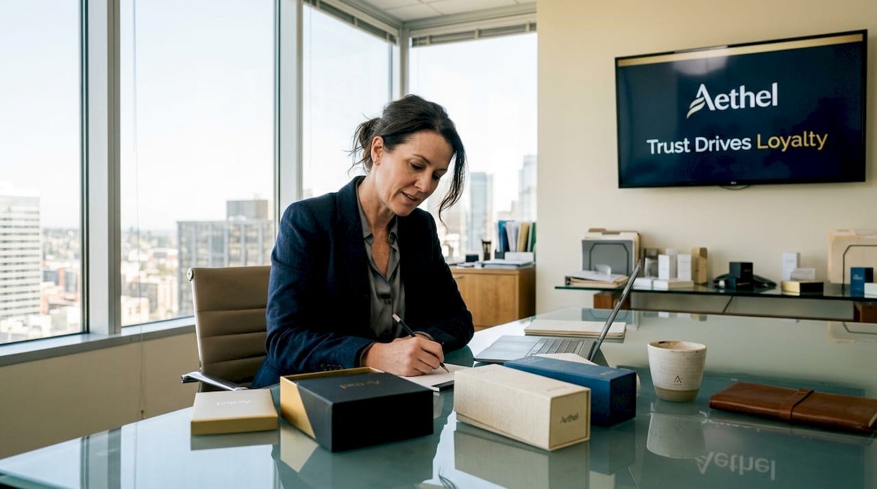 Luxury brand manager working on packaging designs