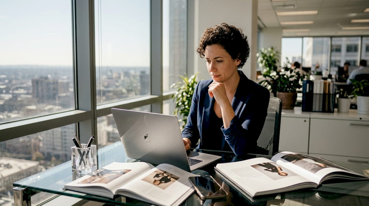 Manager reviews luxury brand reputation strategy