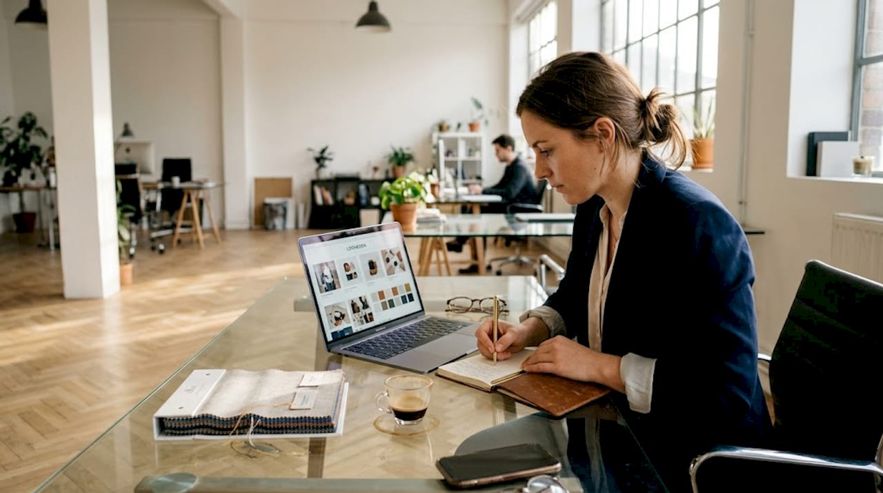 Luxury strategist working in bright studio