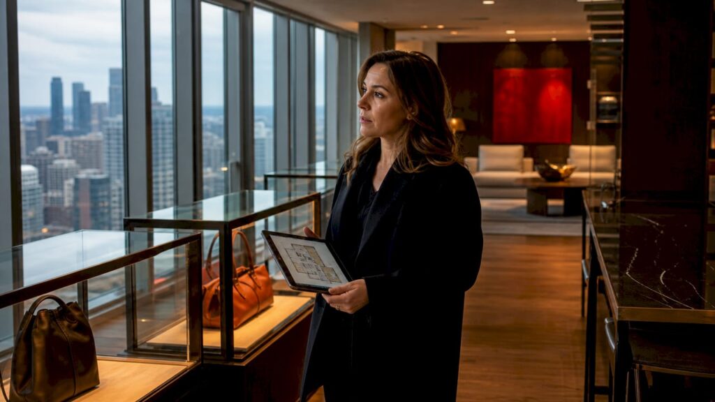 Interior designer evaluating luxury showroom design