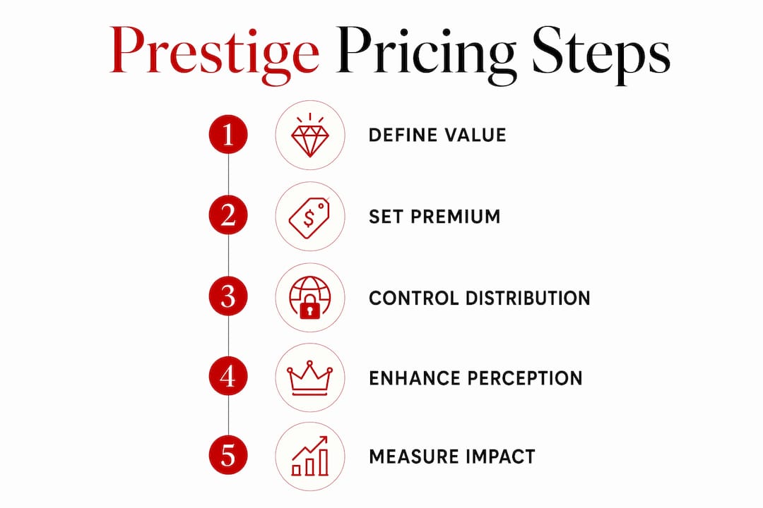 Infographic outlining steps of prestige pricing strategy
