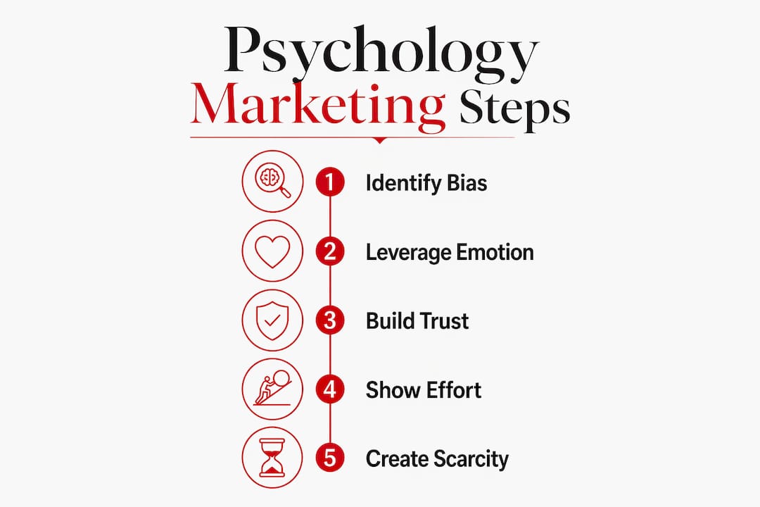 Infographic showing psychology marketing steps