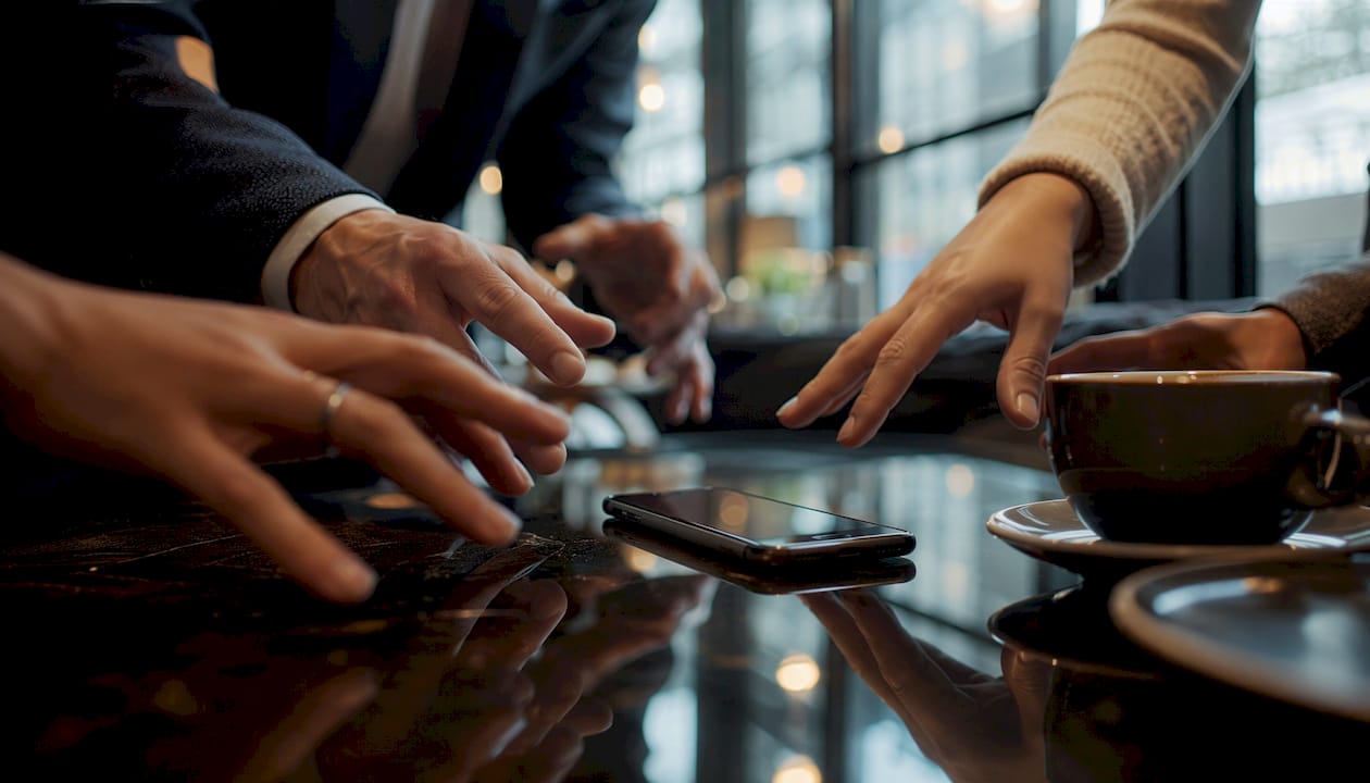 Hands reaching for phone illustrating scarcity marketing