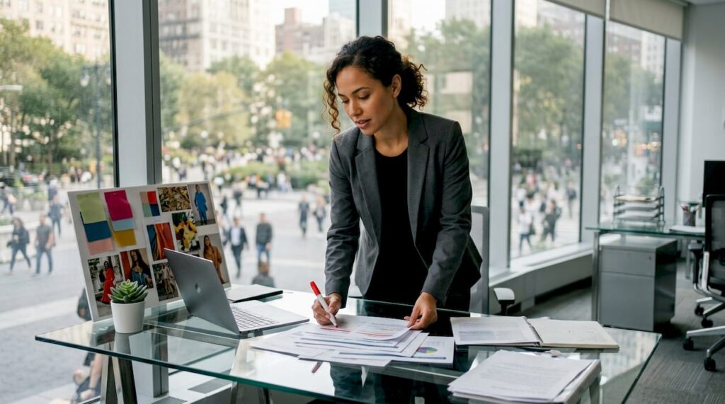 What Is Trend Forecasting? A Guide for Fashion Marketers Fashion marketer examining trend reports in office