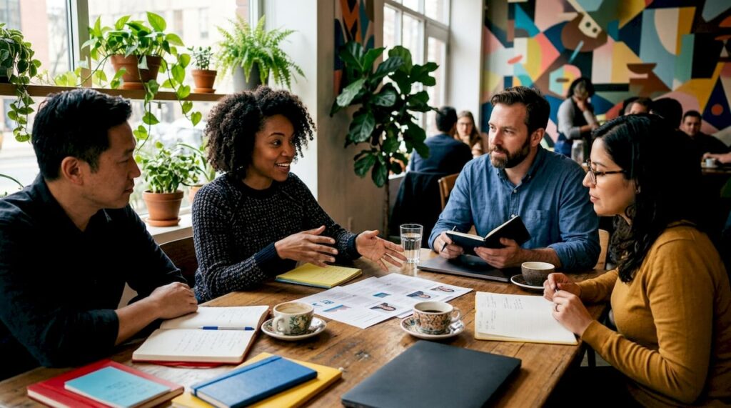 Advantages of People-Centric Marketing for Brand Growth Diverse marketing team discussing customer profiles