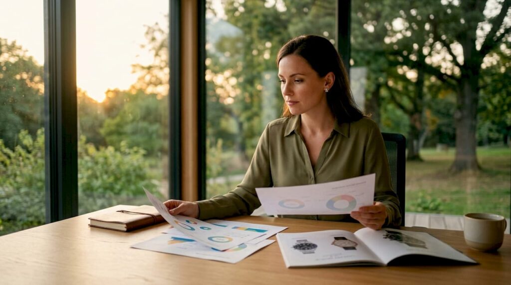 Affordable Luxury Marketing Tactics Guide for 2026 Woman analyzing affordable luxury marketing materials