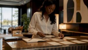 Exclusive Event Marketing Guide for Luxury Brands Woman planning luxury event invitations